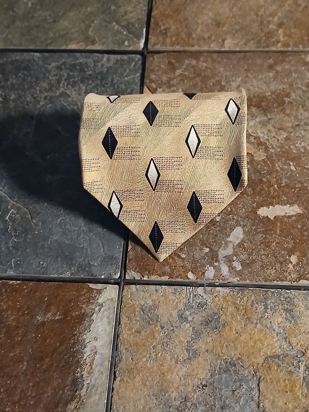 Alexander Julian Colours Silk Tie - Beige with Black & Teal Accents